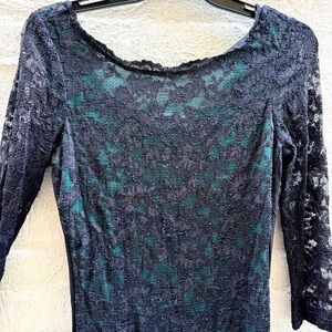 Marc New York Black Green Lace Dress Sz 2